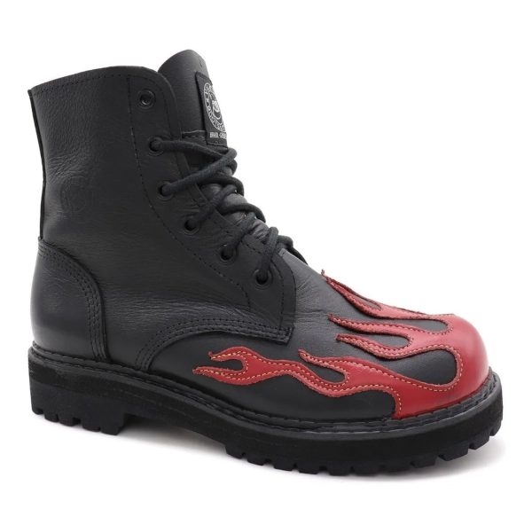 Coturno Vilela Boots Cano Baixo Fogo Vermelho - Preto